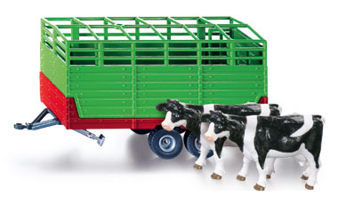 Siku 2875 Siku 2875 bétaillère à deux essieux avec deux vaches 1:32  4006874028757 -  - Le magasin spécialisé de jouets  Bruder avec une gamme complète comprenant des pièces Bruder. Aussi les