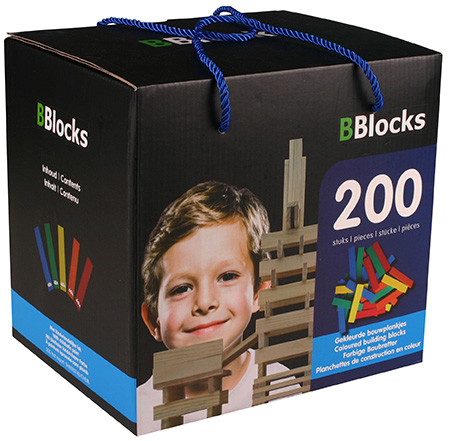 Bevestiging Dislocatie hetzelfde BBlocks 200 stuks gekleurde plankjes in kartonnen doos